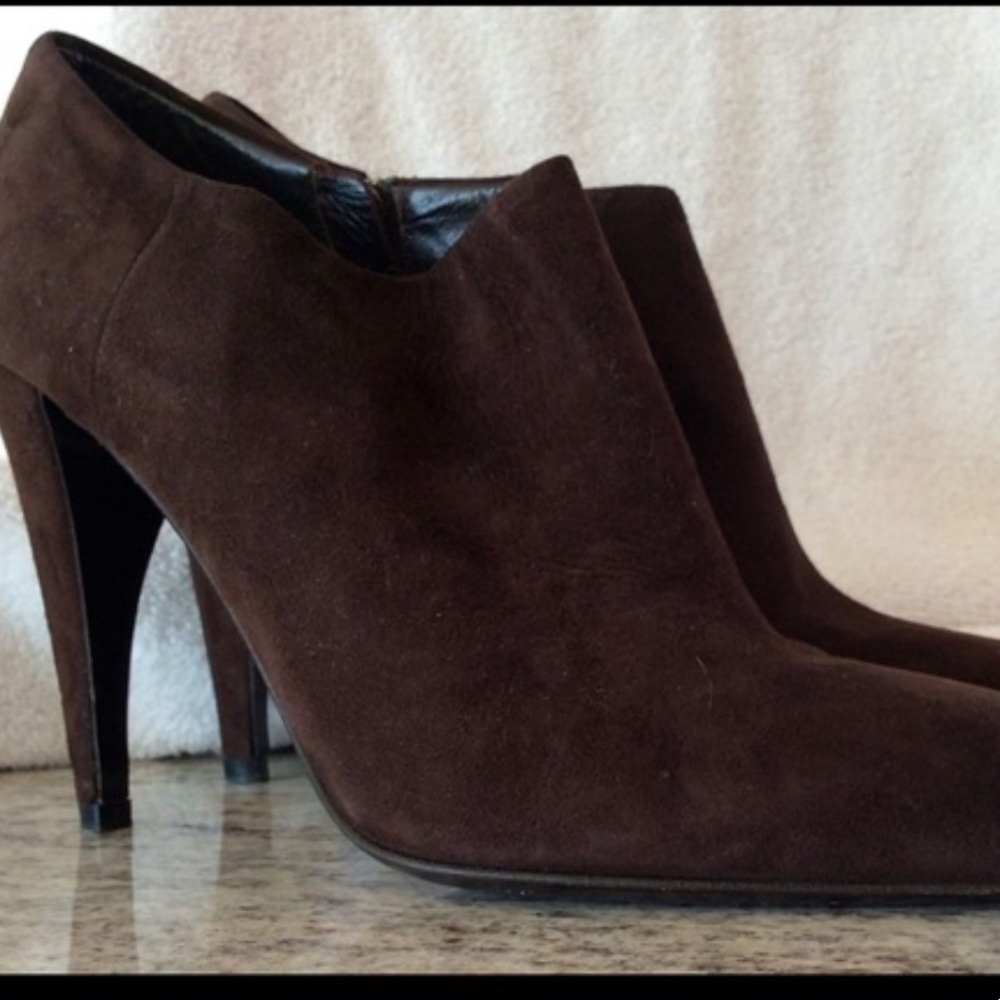 Prada chocolate suede ankle boots